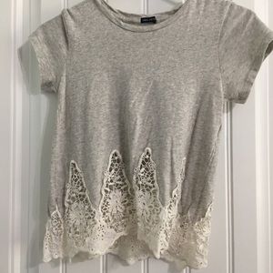 GREY GIRLS T-SHIRT XS LACE